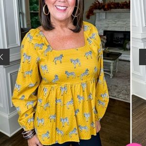 Michelle Mcdowell Kristen Top Yellow Zebra Print Small T3